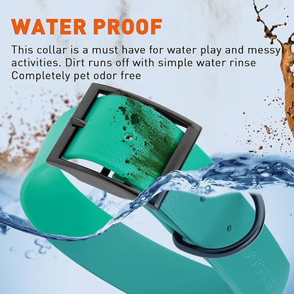 Dogline Biothane Waterproof Dog Collar Strong Coated Nylon Webbing with Black Hardware Odor- Proof for Easy Care Easy to Clean High Performance Fits Small Medium or Large Dogs, Teal