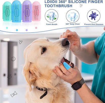 Dog Toothbrush Dog Tooth Brushing Kit Dog Finger Toothbrush for Dog Teeth Cleaning&Dog Dental Care,Cat Toothbrush Dog Tooth Brush Puppy Toothbrush (Blue Green Pink Purple(4-Pack))