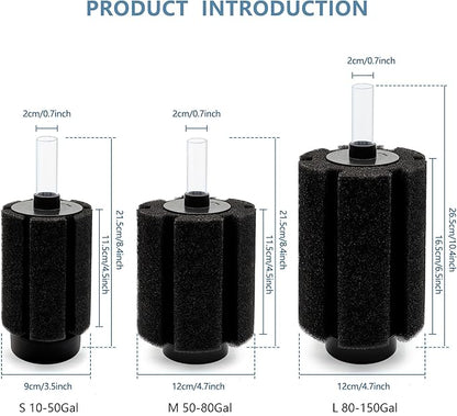 4Pcs Aquarium Sponge Filter 40 Gallon, Sponge Filter 50Gal with Airstone Breeding Fry Betta Shrimp Fish Tank 10 Gal to 50 Gal