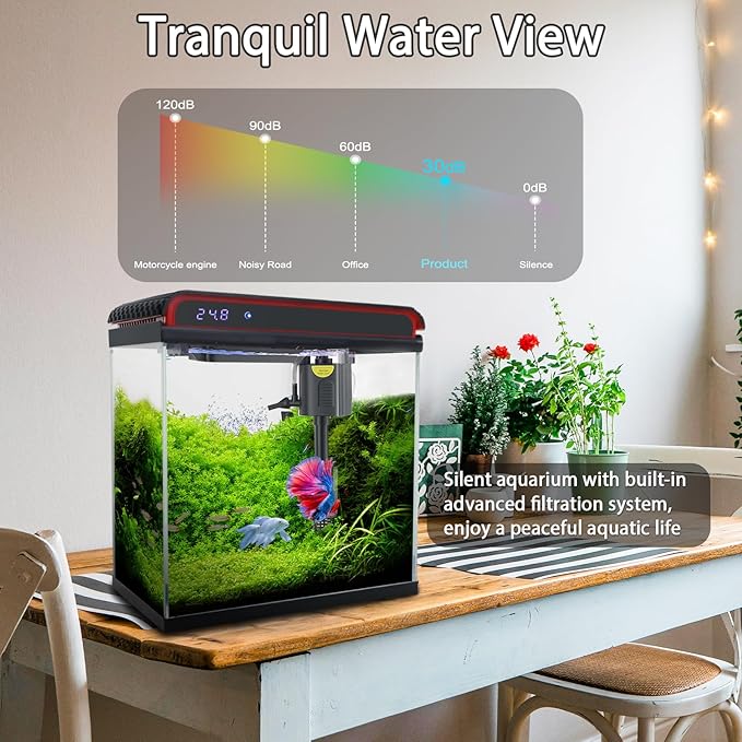 20 Gallon Fish Tank, Large Smart Aquarium with Self-Cleaning Pump 3 Color Lights Water Temperature Detection System, Smart Fish Tank for Betta Shrimp Guppy Goldfish Beta, Home Decor Gift with Tank