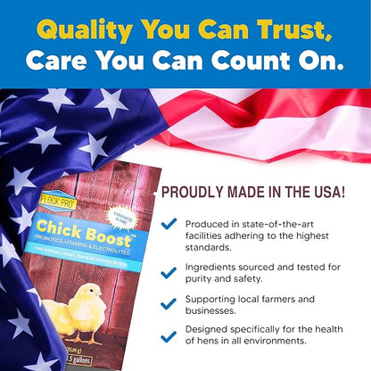 Equerry's Flock PRO Chick Boost Probiotic - Probiotics, Vitamins, Minerals and Electrolytes for Chickens | Chicken Vitamins and Supplements for All Poultry - 8oz