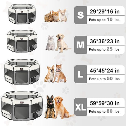 Aivituvin Dog Playpen Foldable Waterproof Pet Play Pens for Cat, Puppies, Rabbits, Chickens, Durable Portable Pet Tent for Travel Camping Indoor/Outdoor Grey XL