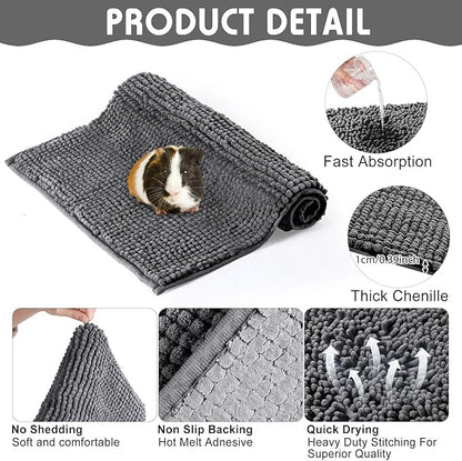 Amylove 4 Pcs Guinea Pig Cage Liner Guinea Pig Bedding Washable Fleece Pee Pads Reusable Small Animals Training Mat Small Animal Sleeping Bed for Bunny Hamster(Dark Gray,12 x 12 Inch)