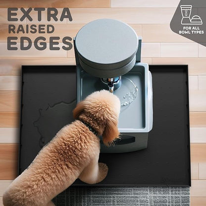 32x24x1” XL Dog Food Mat - All Purpose Under Sink Liner, Washer and Dryer Covers for The Top, Silicone Griddle Mat for Blackstone - Raised Edges Dog Mat for Food and Water Prevent Spill, Waterproof