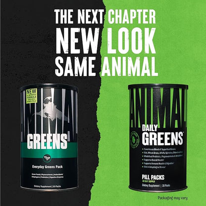 Animal Daily Greens Pill Packs - Kale, Wheat Grass, Alfalfa & More - Convenient Prebiotic and Probiotic Superfood Blend for Superior Digestion, Gut Health, and Immunity For Men & Women - 30 Day Supply