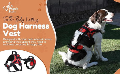 Doggie Stylz Multi-Functional Full-Body Lifting Dog Harness Vest, Designed for Front-Only, Rear-Only or Full-Body Dog Lifting. Please Measure Your Before Ordering.