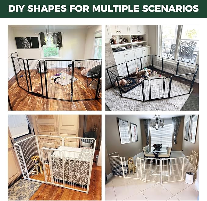 FXW Homeplus Unleashed Indoor Dog Playpen - Stress-Free and Safe Play, Heavy Duty 24 Inch 4 Wire Panels Dog Pen for Puppy and Small Dogs, White│Patented