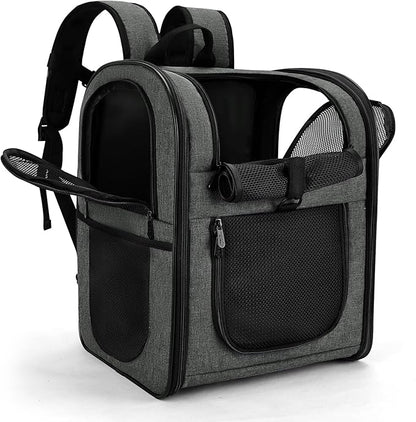 Apollo Walker Pet Carrier Backpack for 4-15lb Cats and Dogs, Puppies, Safety Features and Cushion Back Support | for Travel, Hiking, Outdoor Use (Gray)