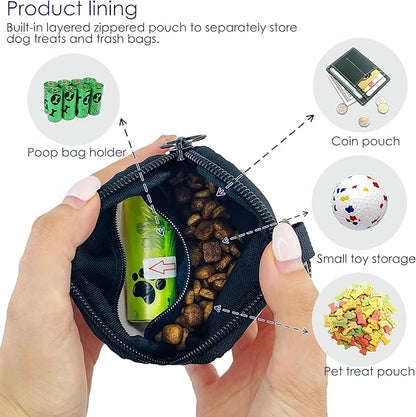 Dog Treat Pouch for Pet Walking and Training with Clicker Poop Bags Small Fanny Zipper Pack Holder for Puppy Snack Dispenser Kit for Leash and Outdoor Use (Rainbow)
