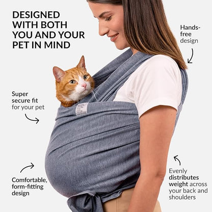 Dog Sling Carrier for Small Dogs - Anti-Anxiety Cat Sling, Puppy Pouch - Pet Sling in Gray Black Blue Green Pink Yellow (Gray, Large)