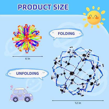 2Pcs Colorful Sphere Expandable Breathing Balls Fidget Toy-Great Anxiety Stress Reliever,Collapsible Expanding Magic Ball Toys for Kids & Adults Mindfulness Meditation Practices , Yoga -ADHD