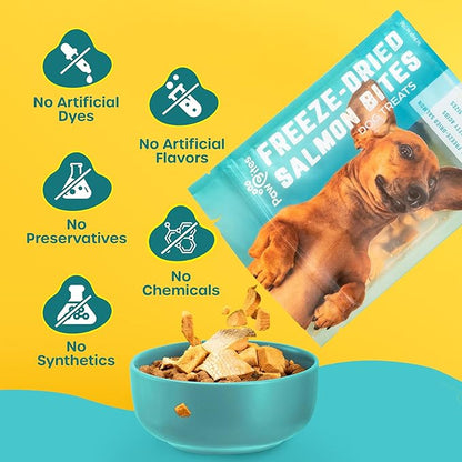 Freeze Dried Dog Treats - Wild Caught Salmon - Dog Food Dry Snacks - with Protein & Omega 3s - for All Breeds & Sizes - No Artificial Flavors & Dyes, No Preservatives - 1 Pouch, 4 oz