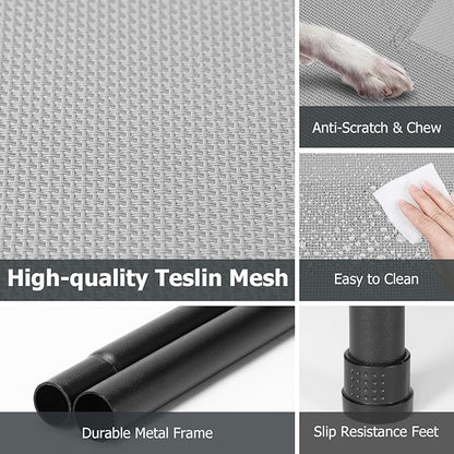 Elevated Dog Bed for Outdoor, XXL Raised Dog Cot Indestructible with Washable Mesh, Cooling Summer Pet Cot Chew Proof for Outside Camping Travel, 51 inch Grey