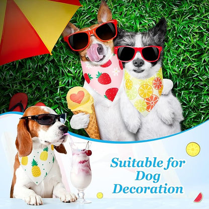 100 Pcs Fruit Dog Bandanas Bulk Summer Bandanas for Dogs Hawaiian Soft Bibs Adjustable Triangle Scarf for Small Medium Large Pet Costume
