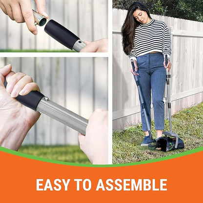 Dog Pooper Scooper with Bag Attachment, 40" Long Handle Pooper Scooper for Large Dogs, Dog Poop Scoop for Yard, Large Capacity Swivel Bin and Rake, Lavender Scented Bags (Grey)