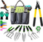 Gardening Tools – 42 Piece Premium Gardening Tool Set,Heavy Duty Hand Tools with Fashion Garden Tools Organizer Handbag,Rust-Proof Gardening Tool Kit, Ideal Gardening Gifts for All (Green/Grey)