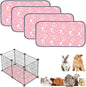 4 Pack Guinea Pig Bedding - Washable Guinea Pig Liners for C&C 2x1 Cage, Waterproof Reusable & Anti Slip Pee Pads Super Absorbent Mats for Small Animal Rabbit Hamster Rat (Pink, 28 x 14 Inch)