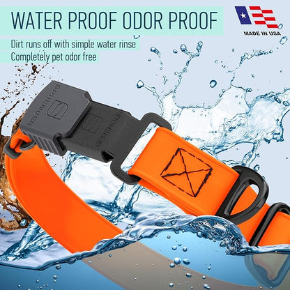 Dogline Biothane Waterproof Dog Collar with Herm Sprenger Stainless Steel Quick Release Buckle – Heavy Duty Tactical Durable Collar for Dogs – Comfortable and Safe Pet Collar, W 1" L 15-25", Orange