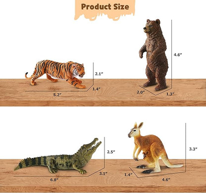 9 PCS Zoo Animal Toys for Kids 3-5 Realistic Plastic Wild Animal Figurine Toys Educational Learning Toy for Kids Boys Girls Toddlers
