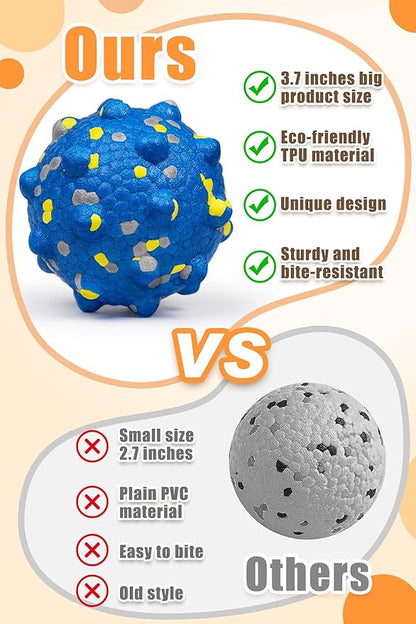 2.36'' Dog Balls for Dogs Aggressive Chewers Indestructible Tennis Durable Bouncy Interactive Dog Toy Balls for Fetch Game Floating Training(Blue Medium)