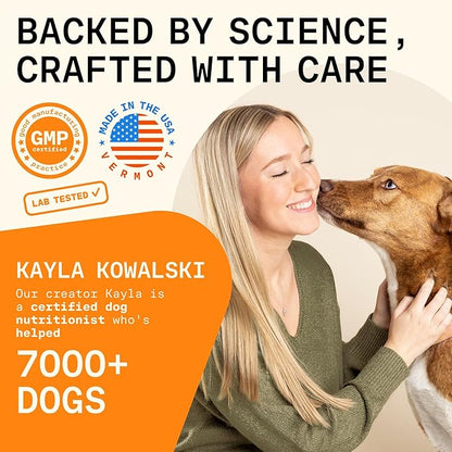 5-in-1 Dog Probiotic Powder – 100% Natural Gut Health Support with Prebiotics, Postbiotics & Enzymes – Crafted by Dog Nutritionist Kayla Kowalski, Made in USA – 30 Scoops