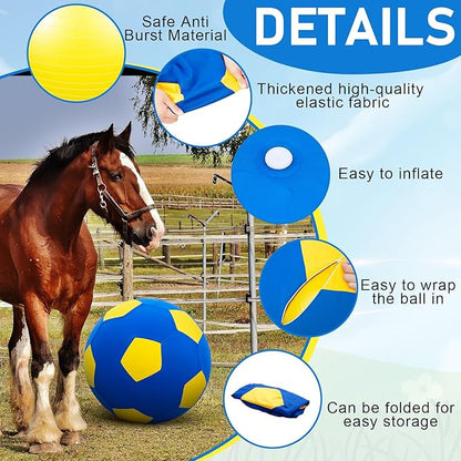 40inch Giant Herding Ball with Ball Cover Anti Burst Please Watch VCR for How to Inflation Horse Toys for Horses Stall Entertainment Play, Pump Included(Yellow,Stylish)