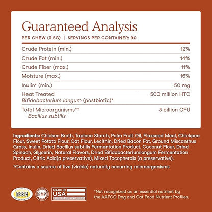 Fera Pets Probiotics for Dogs with Prebiotics and Postbiotics - Full Spectrum Gut Health Support - Promotes a Balanced Gut Microbiome - Boosts Immune Health - 90 Soft Chews