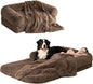 EHEYCIGA Foldable Human Dog Bed, Orthopedic Memory Foam Human Sized Dog Bed, Waterproof Pet Bed for People, Faux Fur Pet Couch for Adult, Brown, 72"x44"x11"