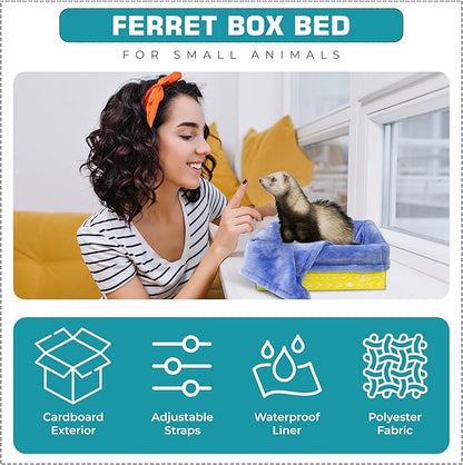 Ferret Hammock For Cage Box, use as Hanging Bed or Secure to Cage. Ferret Cage Accessories w/ Adjustable Straps, Perfect Small Pet Bed, Hanging cat hammock Bed, Guinea Pig Bed or Rabbit Bed.