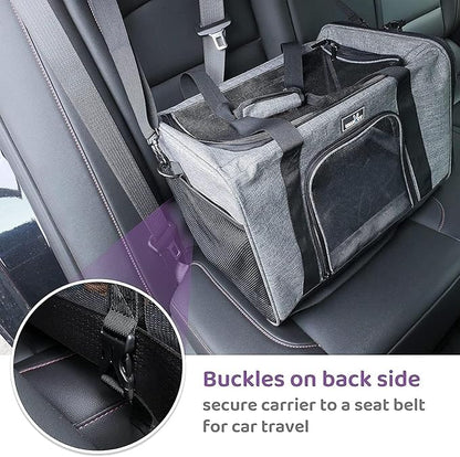 Airline Approved Pet Carrier, Collapsible Cat Carrier, Expandable Dog Carrier, 900D High Density Oxford Cloth, Wear-Resisting, Anti Tearing, Safety Lock Zipper, Reflective Tape