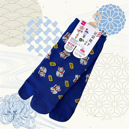 Japan Style Tabi Socks for Split Toe, Comfortable Tabi Toe Socks for Unisex Mt. Fuji, Lucky Cat, Sushi, Sumo, Ukiyoe, Hokusai