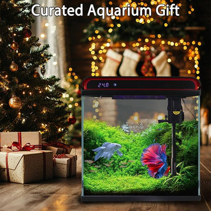 20 Gallon Fish Tank, Large Smart Aquarium with Self-Cleaning Pump 3 Color Lights Water Temperature Detection System, Smart Fish Tank for Betta Shrimp Guppy Goldfish Beta, Home Decor Gift with Tank