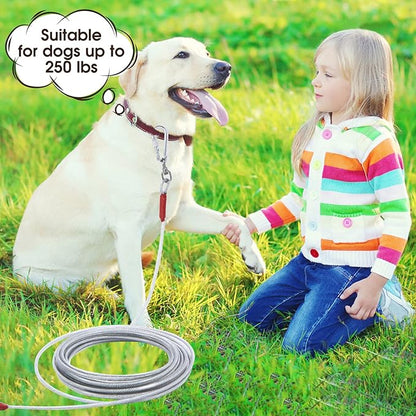 Dog Tie Out Cable for Dogs Outside Up to 125/250lbs,10/20/30/50FT Long Dog Leashe&Chains,Small-Large Dogs Runner Cable for Yard,Heavy Duty Lead Line for Outdoor,Camping,Yard(250lbs 30FT, Silver)