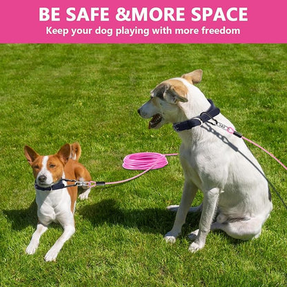 Dog Tie Out Cable 15FT-500Lbs,Heavy Duty Dog Leads&Tether for Yard with Swivel Hook,Small Large Dogs Leash Line for Outside,Rust Chew Proof Dogs Run Cable for Outdoor Camping (Pink, 15FT)