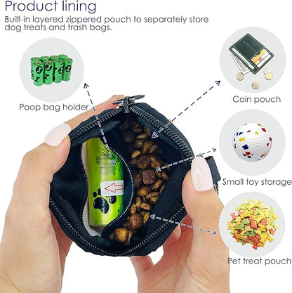 Dog Treat Pouch for Pet Walking and Training with Clicker Poop Bags Small Fanny Zipper Pack Holder for Puppy Snack Dispenser Kit for Leash and Outdoor Use (Strawberry)