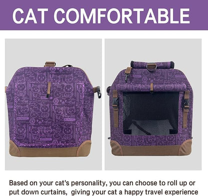 Extra Large Cat Carrier Soft Sided, Portable Small Dog Carrier for 2 Cats, 24"x16.5"x16" Car Travel Folding Comfortable Design, Purple
