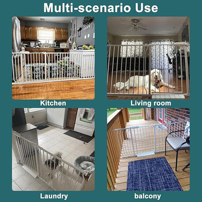 ALLAIBB Extra Wide Pressure Mounted Baby Gate Walk Through Child Kids Safety Toddler Tension White Long Large Pet Dog Gates with Extension for doorways Kitchen (66.93"-71.65"/170-182cm)