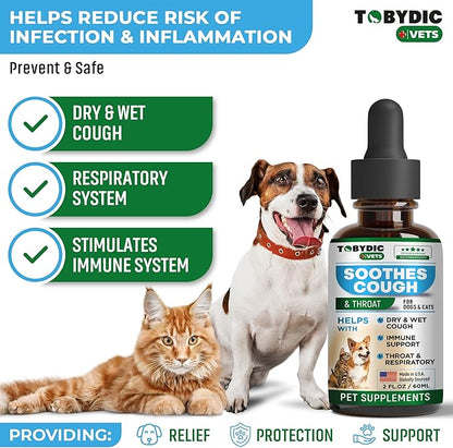 Dry & Wet Kennel Cough Natural Medicine & Relief for Dogs and Cats - Herbal Treatment Support Helps to Soothe Throat & Respiratory Trachea Comfort Supplement for Pets - Made in USA