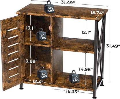 20-29 Gallon Fish Tank Stand, Aquarium Stand with Cabinet Accessories Storage, Heavy Duty Metal Frame, 31.49" L*15.74" W Tabletop, 330LBS Capacity, Rustic Brown PG07YGN