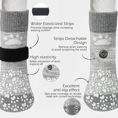 EXPAWLORER Anti Slip Dog Socks to Prevent Licking Paws, Dog Shoes for Hot Pavement, Dog Booties for Small Medium Large Senior Dogs, Traction Control Boots & Paw Protectors for Hardwood Floors
