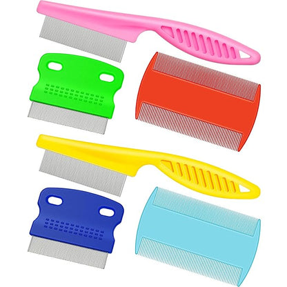 6 Pieces Pet Lice Combs Dog Grooming Flea Cat Tear Stain Comb for Removal Dandruff, Hair Stain, Nit(Pink, Yellow, Dark Blue, Green, Blue, Orange)