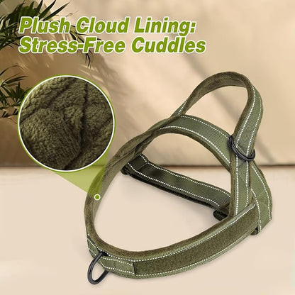 Forestpaw No Pull Dog Harness - Soft Flannel Padded Tactical Dog Vest Harness with Quick Release Buckle, Adjustable Reflective Pet Harness for Medium Dogs Walking Training,Green M