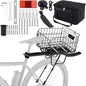 Aodaer Rear Bike Rack with Basket Quick Release Bike Rear Rack Heavy Duty Folding Bike Basket with Waterproof Bag & Cargo Net & Installation Tool