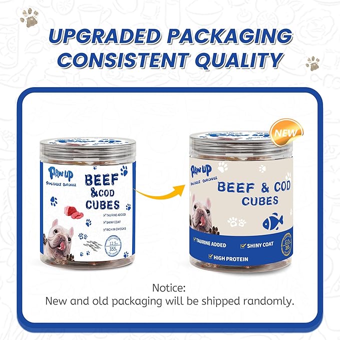 Dog Treats Training Rewards, Beef Cod Cubes, 1% Taurine Added, 12.5 oz, Rawhide Free, Grain Free, Low Fat Dog Training Rewards and Snacks, No Additives
