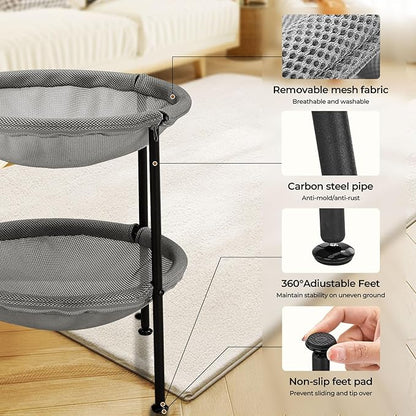 Double Cat Hammock Bed，Elevated and Raised Cat Beds for Indoor and Large Cats