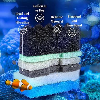 32 Pcs Aquarium Replacement Maintenance Kit Compatible with Fluval 106/107 Filter Media Including Biological Sponge, Ammonia/Phosphate/Nitrite Remover Pad, Aquarium Towel, Grease
