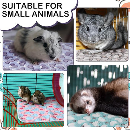 4 Pcs Waterproof Guinea Pig Blankets Washable Small Animal Fleece Bedding Absorbent Guinea Pig Cage Liners Reusable Pet Pee Pad Sleep Mat Pad Cover for Hamster Ferret (Heart Pattern,24 x 47 Inch)