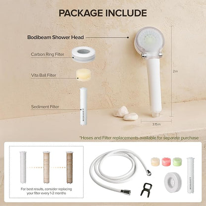 Filtered Handheld Shower Head with Vitamin C & Sediment Filter, High Pressure Water Flow, Water Saving, Reduces Chlorine for Dry Skin & Hair, On/Off Switch, Made in Korea - Bluemoon Gray