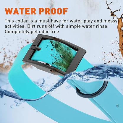 Dogline Biothane Waterproof Dog Collar Strong Coated Nylon Webbing with Black Hardware Odor- Proof for Easy Care Easy to Clean High Performance Fits Small Medium or Large Dogs, Sky Blue