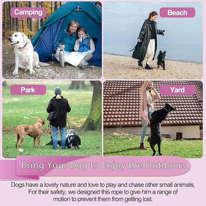 10FT Heavy Duty Dog Tie Out Cable for Large Dogs up to 125lbs, Durable Runner Tether Line (Purple)